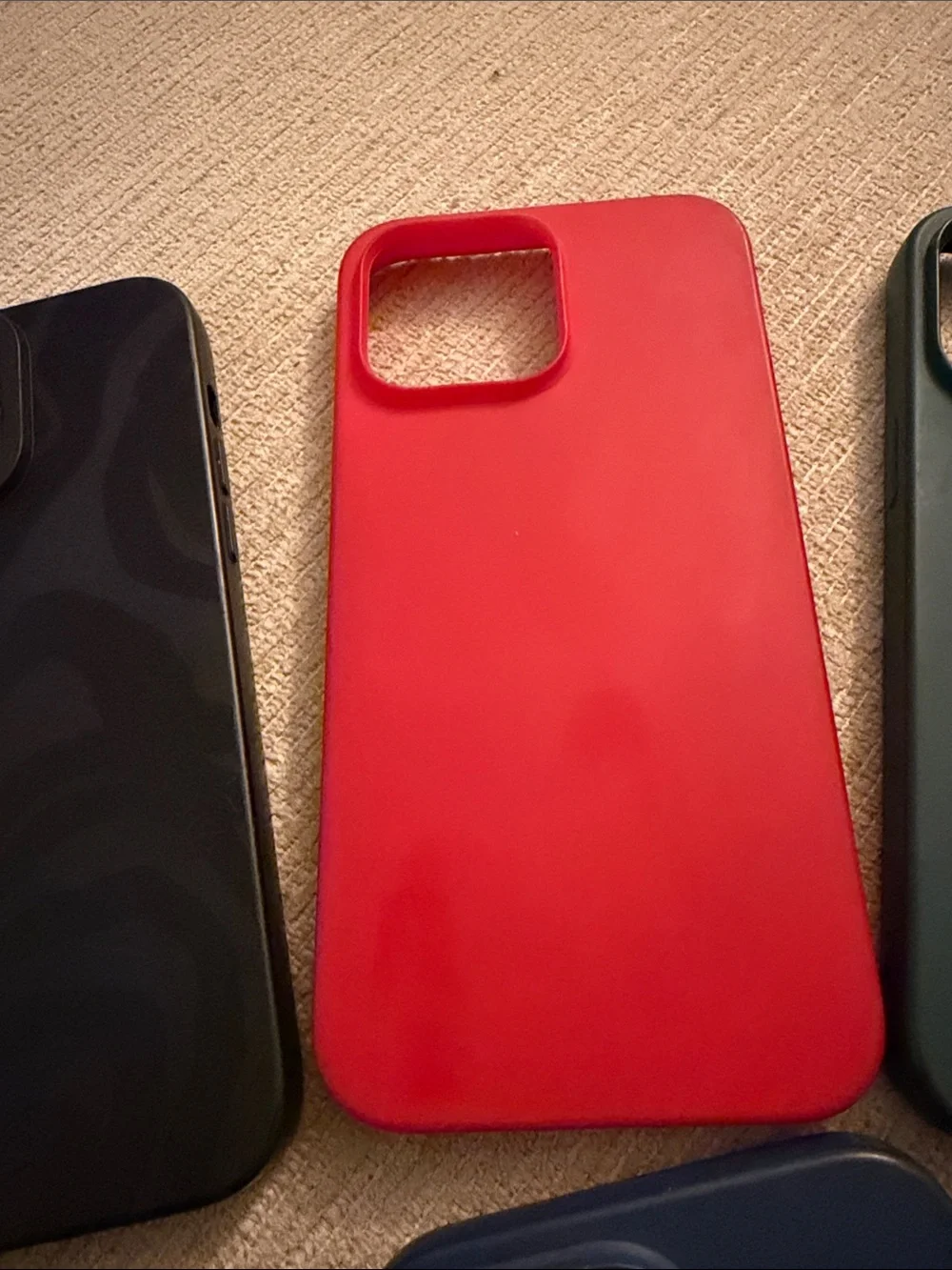(4) Silicone Phone 14 Case Bundle - Red, Green, Blue, Black Striped